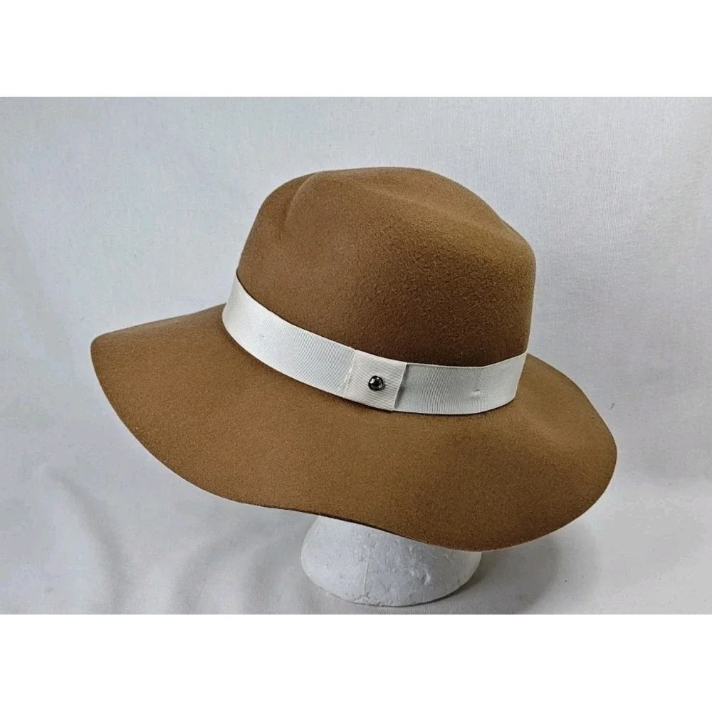 Rag & Bone Women's Medium Brown New‎ York Zoe Wool Summer Wide Brim Hat Cap